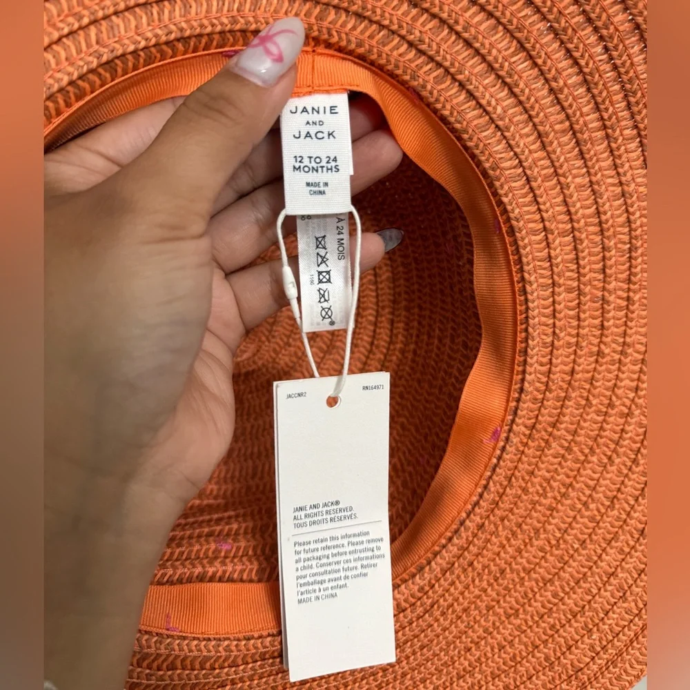Janie and Jack Orange Straw Hat